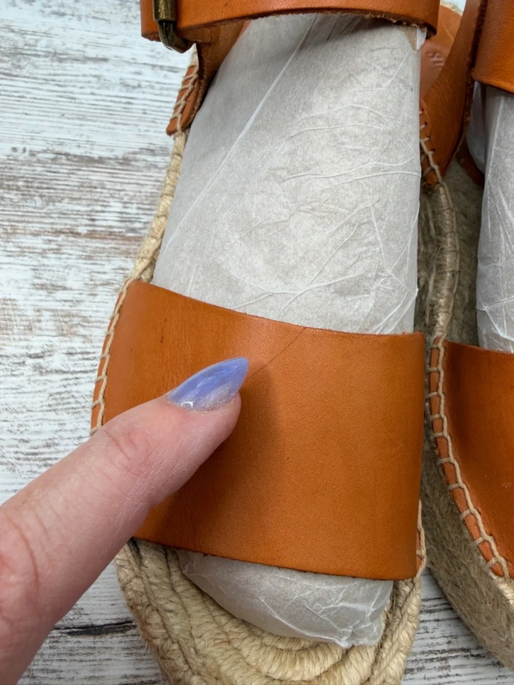 Soludos Tan/Caramel Leather Espadrille Wedge Sandals GUC sz 9